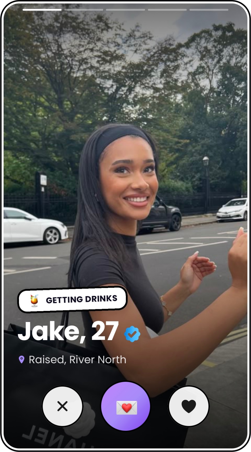 Showup profile card for Jake getting drinks